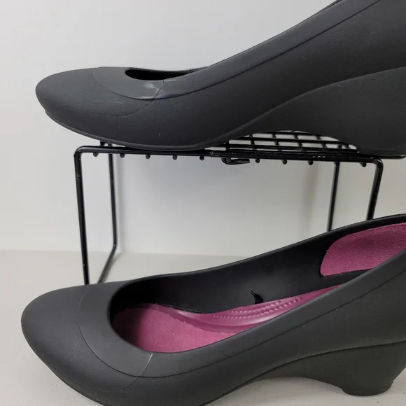 Crocs Woman's Wedges Shoes gray pink Sz 7 - Picture 10 of 11